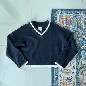 A&F Navy V-Neck Sweater